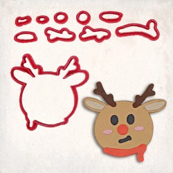 Reindeer Head Detailed Cookie Cutter Set 8 pcs