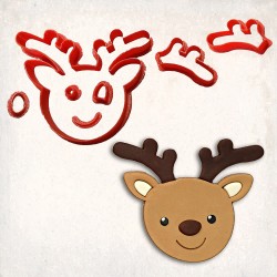 Deer Face Detailed Cookie Cutter Set 7 pcs
