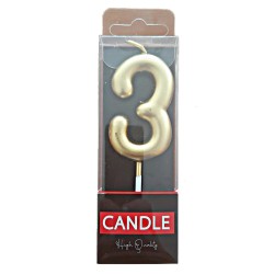 Cake Candle - Gold - Number 3