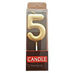 Cake Candle - Gold - Number 5
