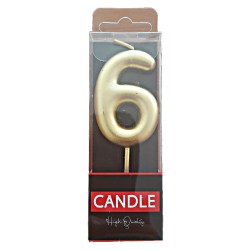 Cake Candle - Gold - Number 6