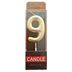 Cake Candle - Gold - Number 9