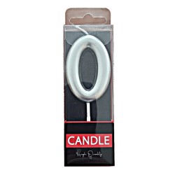 Cake Candle - Silver - Number 0