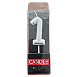 Cake Candle - Silver - Number 1