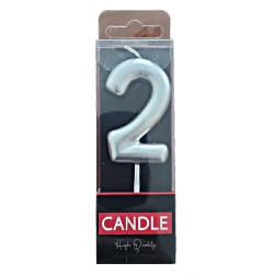 Cake Candle - Silver - Number 2
