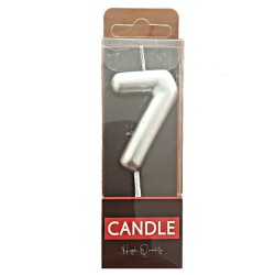 Cake Candle - Silver - Number 7