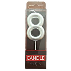 Cake Candle - Silver - Number 8