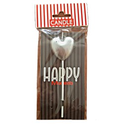 Cake Candle - Silver - Heart