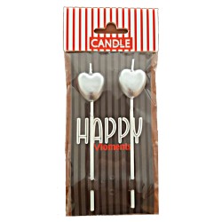 Cake Candle - Silver - Hearts