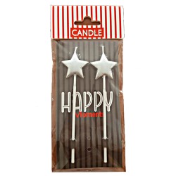 Cake Candle - Silver - Stars