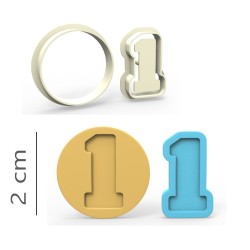 1 Number - Cookie, Biscuit, Pendant Mold Set - 2 cm