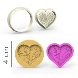 Patterned Heart - Cookie, Biscuit, Pendant Mold Set #RP23371