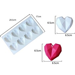 Multiple Diamond Heart 6-Cavity Silicone Mold #HG905