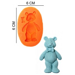 Bear Bow Tie Silicone Sugar Paste, Soap, Candle Mold #HG095