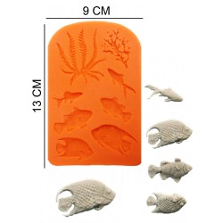 Fishes Corals Silicone Sugar Paste, Soap, Candle Mold #HG106