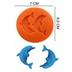 Dolphins Silicone Sugar Paste, Soap, Candle Mold #HG108