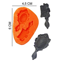 Mirror and Comb Silicone Sugar Paste, Soap, Candle Mold #HG159