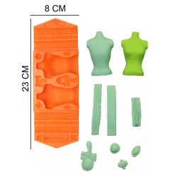 Women's Outfit Silicone Sugar Paste, Soap, Candle Mold #HG161
