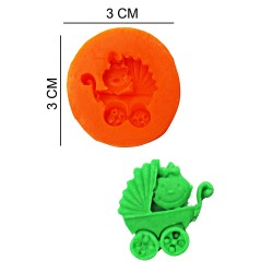 Baby in Stroller Silicone Sugar Paste, Soap, Candle Mold #HG237
