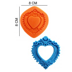 Frame Heart Silicone Sugar Paste, Soap, Candle Mold #HG284