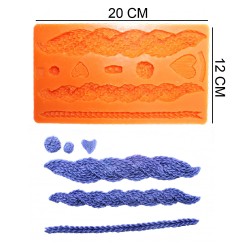 Braided Chains Silicone Sugar Paste, Soap, Candle Mold #HG287