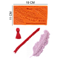 Feathers Silicone Sugar Paste, Soap, Candle Mold #HG348