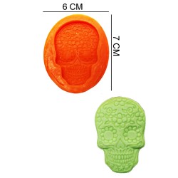 Skull Patterned Silicone Sugar Paste, Soap, Candle Mold #HG386