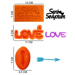 Love Set Silicone Sugar Paste, Soap, Candle Mold #HG454