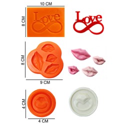 Love Set Silicone Sugar Paste, Soap, Candle Mold #HG455