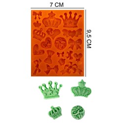 Crown and Bows Silicone Sugar Paste, Soap, Candle Mold #HG496