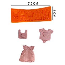 Baby Clothes Silicone Sugar Paste, Soap, Candle Mold #HG548